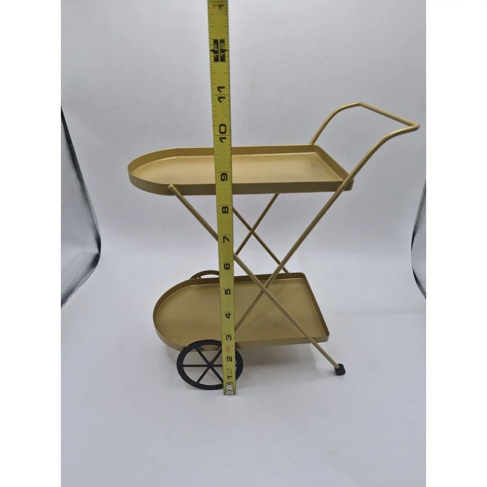 Bullseye Playground Gold 2-Tier Mini Coffee Bar Cart Kitchen Decor Metal